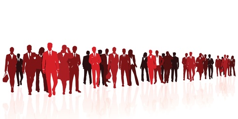Business team red silhouettes
